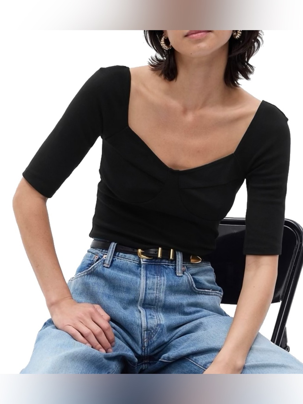 Gap Modern Sweetheart Corset T-Shirt, black